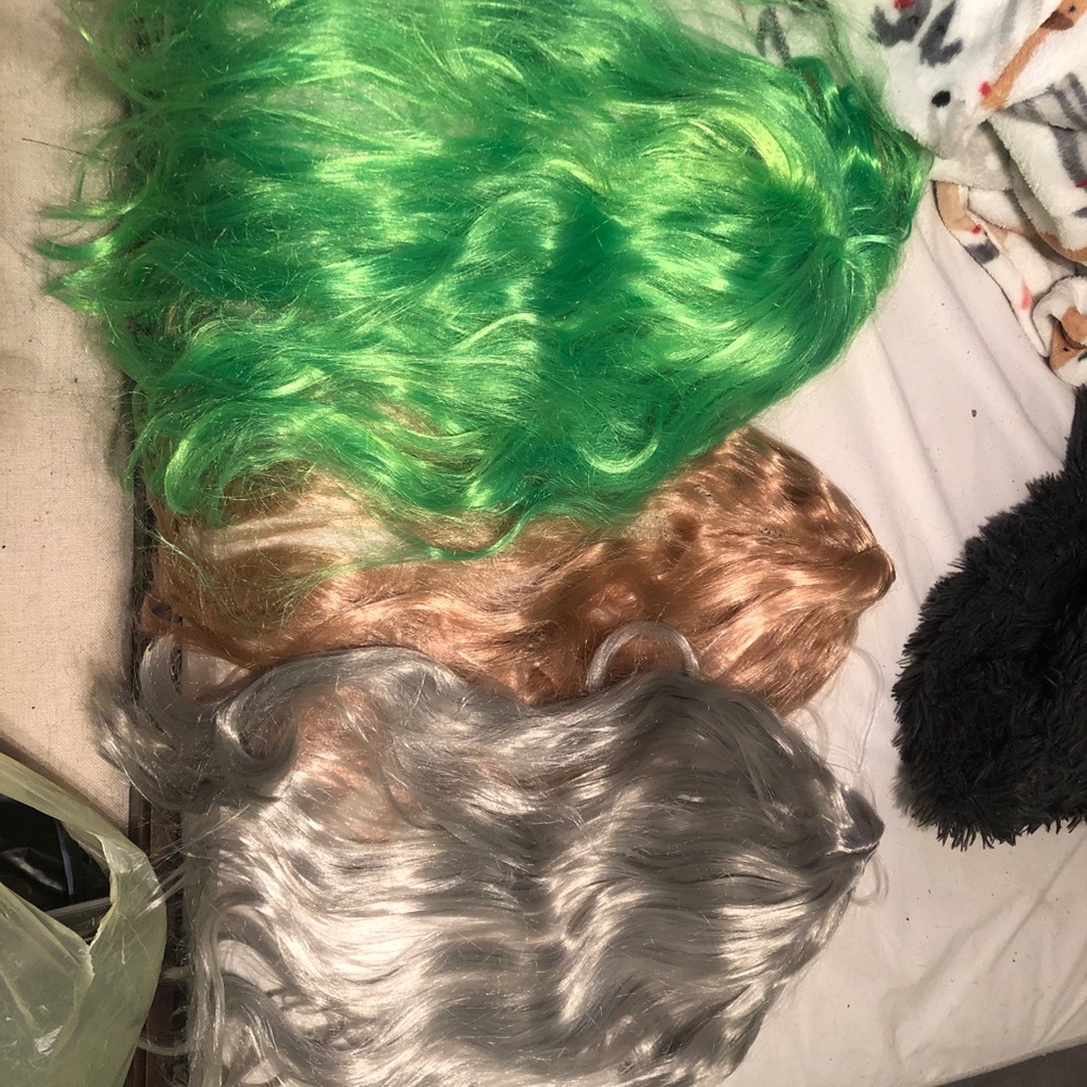 Cheap wigs all long green grey strawberry blonde